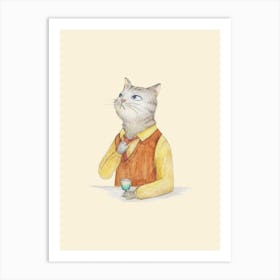 Cat And Absinthe Art Print