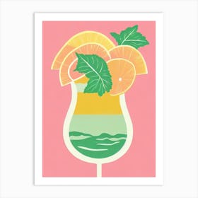 Dirty Shirley Retro Pink Cocktail Poster Art Print
