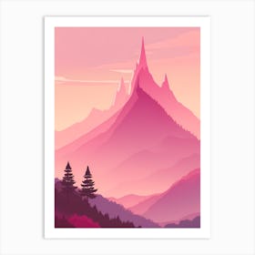 Misty Mountains Vertical Background In Pink Tone 45 Art Print