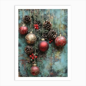 Vintage Holiday Mixed Media 11 Art Print