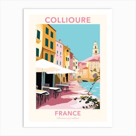 Collioure, France, Flat Pastels Tones Illustration 4 Poster Art Print