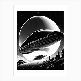 Spaceship Noir Comic Space Art Print