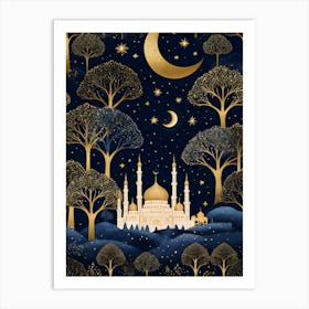 Seamless Pattern With Mosque And Trees Art Print