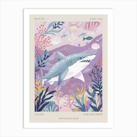 Purple Port Jackson Shark Illustration Poster Art Print