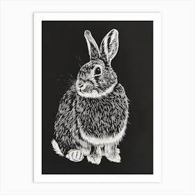 French Lop Blockprint Rabbit Illustration 8 Art Print