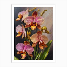 Paphiopedilum Orchids Oil Painting Art Print