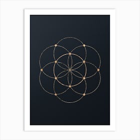 Abstract Geometric Gold Glyph on Dark Teal n.0231 Art Print