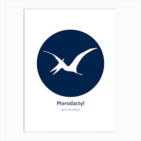 Dinosaur Pterodactyl Blue Nursery Art Print