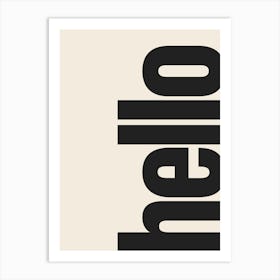 Hello Typography - Black and Beige Art Print