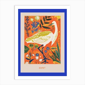 Spring Birds Poster Egret 4 Art Print