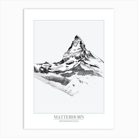 Matterhorn Switzerland Italy Line Drawing 4 Poster 2 Art Print