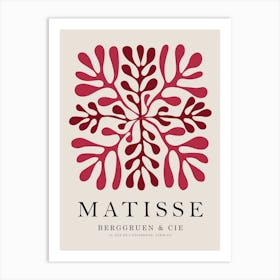 Matisse Burgundy Red Floral Art Art Print