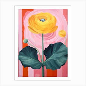 Ranunculus 3 Hilma Af Klint Inspired Pastel Flower Painting Art Print