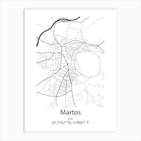 Martos,Spain Minimalist Map Art Print