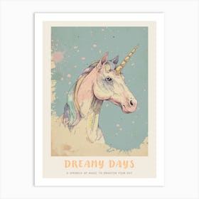 Pastel Unicorn Storybook Style Illustration 1 Poster Art Print