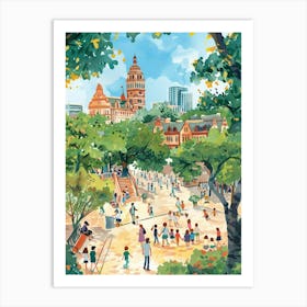 Storybook Illustration The University Of Austin Texas 3 Art Print