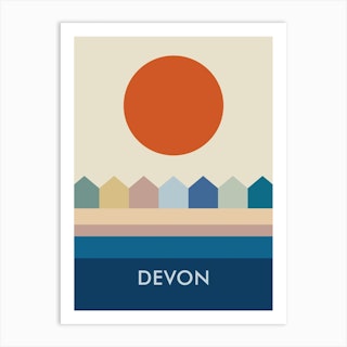 Devon Beach Huts Art Print