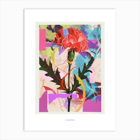 Carnation5 Neon Flower Collage Poster Art Print