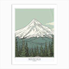 Mount Hua China Color Line Drawing 4 Poster Art Print