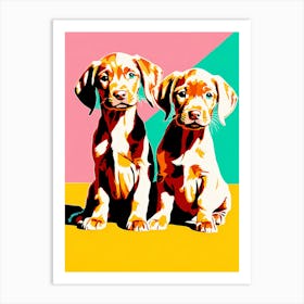 Vizsla Pups, This Contemporary art brings POP Art and Flat Vector Art Together, Colorful Art, Animal Art, Home Decor, Kids Room Decor, Puppy Bank - 129th Art Print