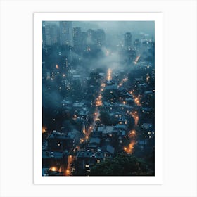 Hong Kong City At Night Art Print