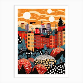 Stockholm, Illustration In The Style Of Pop Art 1 Art Print