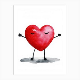 Red Heart With Arms Outstretched Art Print