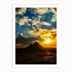 He Great Pyramid Of Giza With Sunset And Dramatic Sky Art Print