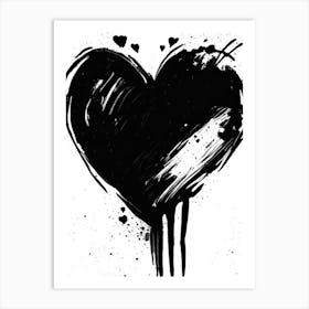 Joyful Heart 1 Symbol Black And White Painting Art Print