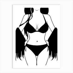 Black And White Bikini Girl Art Print