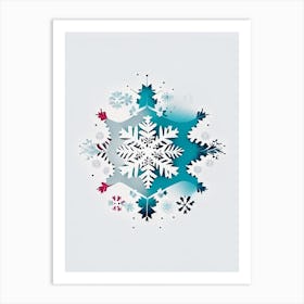 Irregular Snowflakes, Snowflakes, Minimal Line Drawing 1 Art Print