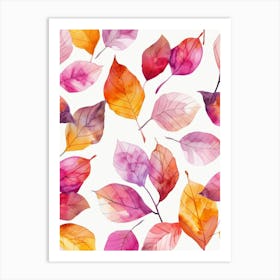 Watercolor Autumn Leaves Seamless Pattern 1 Art Print