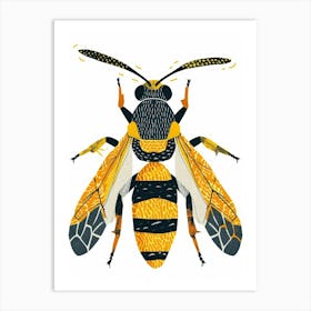 Colourful Insect Illustration Yellowjacket 19 Art Print