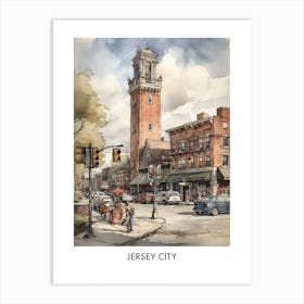 Jersey City Watercolor 4travel Poster Art Print