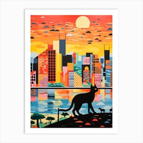 Singapore Skyline With A Cat 1 Art Print