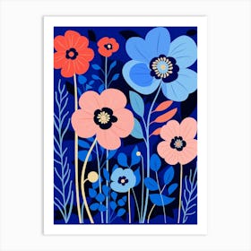 Blue Flower Illustration Cosmos 4 Art Print