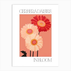 Gerbera Daisies In Bloom Flowers Bold Illustration 3 Art Print