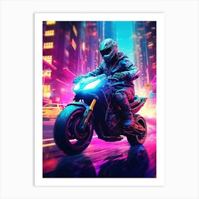 Motorcycle Rider In The City 1 Art Print