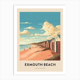 Devon Vintage Travel Poster Exmouth Beach Art Print