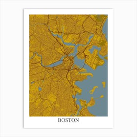 Boston Massachusetts Yellow Blue Art Print