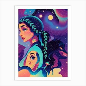 Wolf And Woman Art Print