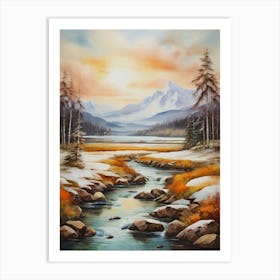 'Sunset In The Mountains' 1 Art Print