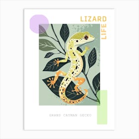 Lime Green Crested Gecko Abstract Modern Illustration 1 Poster Art Print