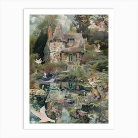 Monet Pond Fairies Scrapbook Collage 2 Art Print