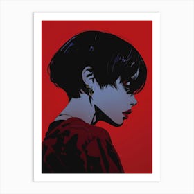 Girl With Black Hair Art Print