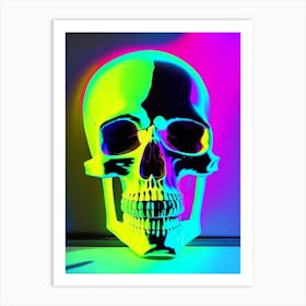 Skull With Neon Accents Matisse Style Art Print