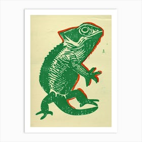 Red Senegal Chameleon Block 1 Art Print