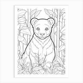 Line Art Jungle Animal Black Panther 1 Art Print