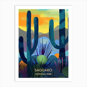 Saguaro National Park Travel Poster Matisse Style 2 Art Print