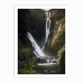 Sutherland Falls, New Zealand Realistic Photograph (1) Art Print